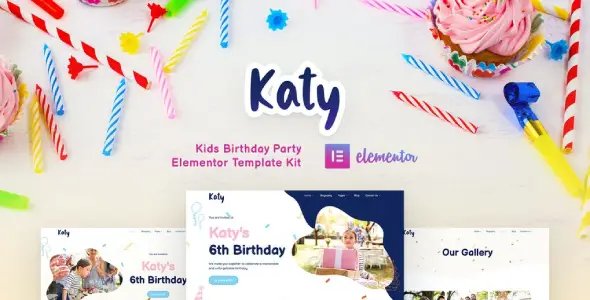 Katy – Kids Birthday Party Planner & Invitation Elementor Template Kit