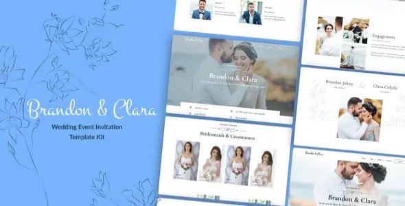 Brandon & Clara – Wedding Event Invitation Elementor Template Kit